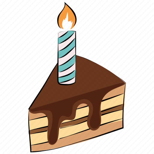 Cake piece, cake with candle, candle, dessert, sweet, sweet food icon - Download on Iconfinder