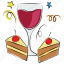 alcohol, beverage, cake pieces, celebration, drink, glass 