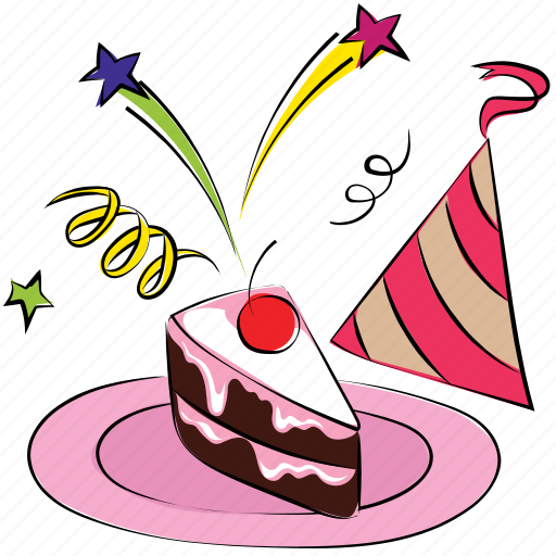 Anniversary, birthday, birthday party, cake, cake piece, cheery, party hat icon - Download on Iconfinder