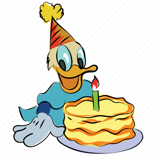 Birthday, birthday cake, cartoon, donald, duck, happy christmas icon - Download on Iconfinder