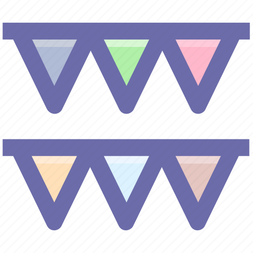 Buntings, garland, party decoration, party flag, pennants, small flag icon - Download on Iconfinder