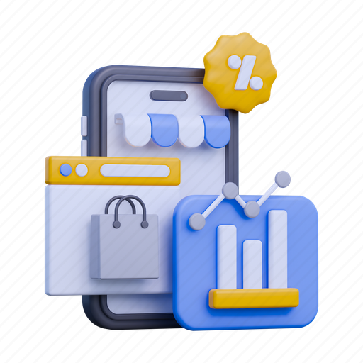 Statistic, market, store, commerce, business, report, ecommerce 3D illustration - Download on Iconfinder
