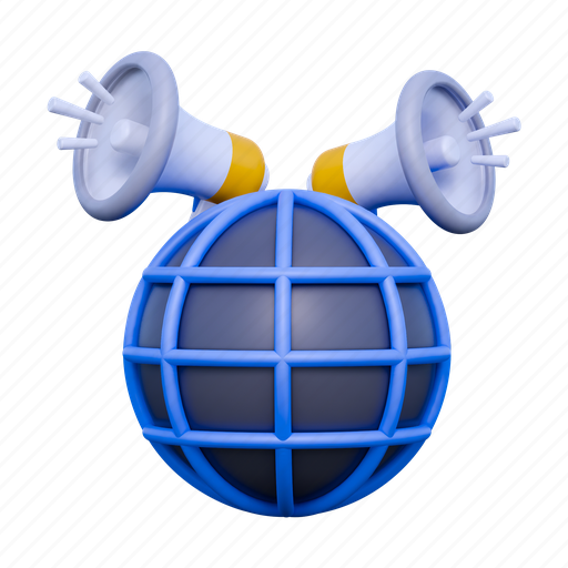 World, announcement, speaker, earth, advertising, promotion, marketing 3D illustration - Download on Iconfinder
