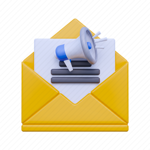 Email, communication, envelope, announcement, speaker, letter, business 3D illustration - Download on Iconfinder