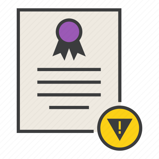 Attention, certificate, certification, document, rules, warning, mistakes icon - Download on Iconfinder