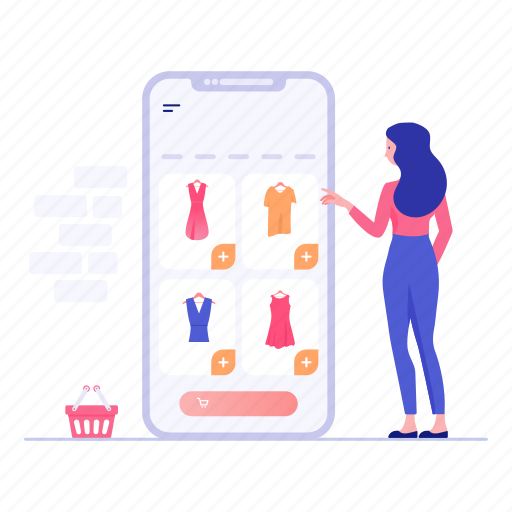 Ecommerce, mecommerce, mobile app, mobile shop, online buying, online shopping, shopping app illustration - Download on Iconfinder