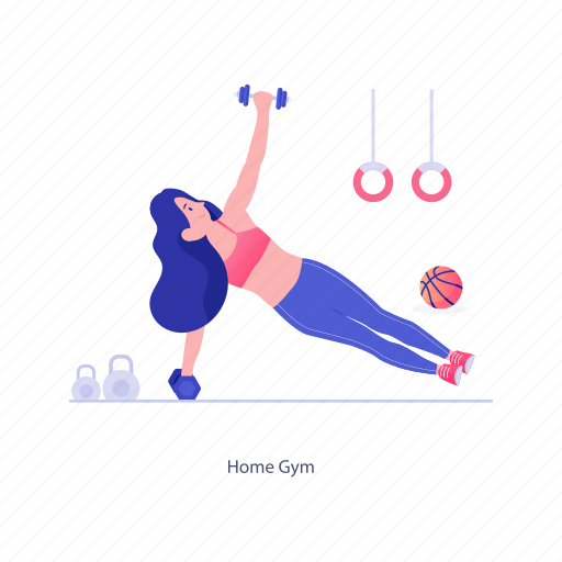 Dumbbells, gymnastic rings, home fitness, home gym, kettlebell illustration - Download on Iconfinder