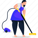 cleaning, clean, vacuum cleaner, maid, servant, job, work, woman 