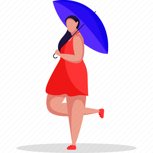 Girl, woman, umbrella, dancing, female, fashion illustration - Download on Iconfinder