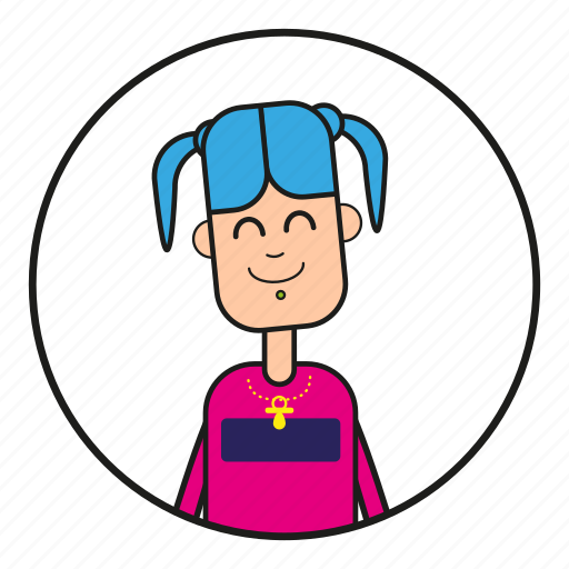 90s, blaue haare, blue hair, braids, bunches, cartoon, character icon -  Download on Iconfinder