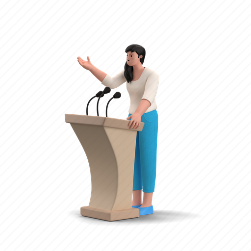 Communication, character, builder, speech, talk, communicate, lecture 3D illustration - Download on Iconfinder
