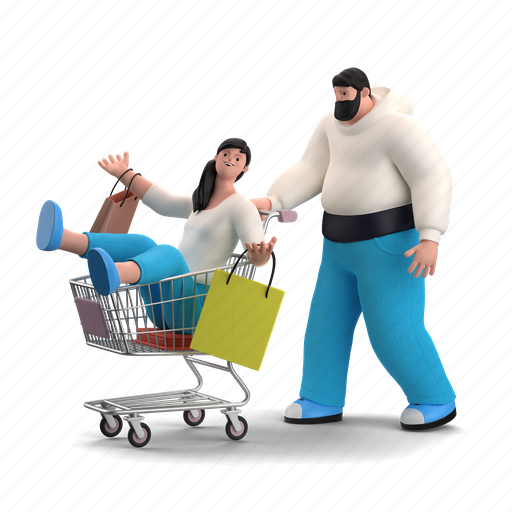 E, commerce, character, builder, shopping, ecommerce, cart 3D illustration - Download on Iconfinder