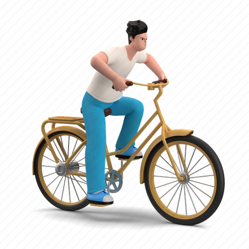 Transportation, character, builder, bike, bicycle, transport, travel 3D illustration - Download on Iconfinder