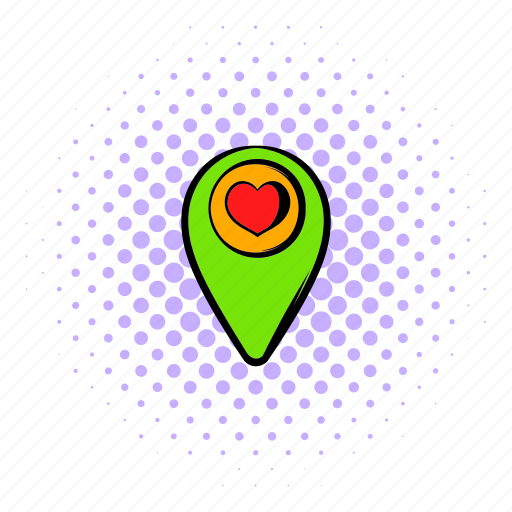 Comics, heart, location, map, mark, place, pointer icon - Download on Iconfinder