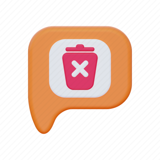 Delete, chat, remove, trash, cancel, message, talk 3D illustration - Download on Iconfinder