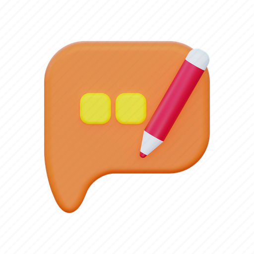 Edit, pencil, write, writing, chat, message, edit message 3D illustration - Download on Iconfinder