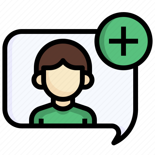 Add, user, profile, communications, speech, bubble, people icon - Download on Iconfinder