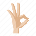 cartoon, finger, gesture, hand, ok, sign, success