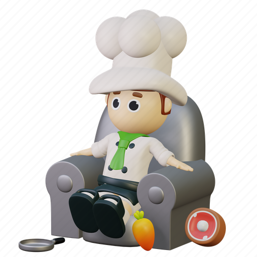 Chef, kitchen, character, cute, cook, rest 3D illustration - Download on Iconfinder