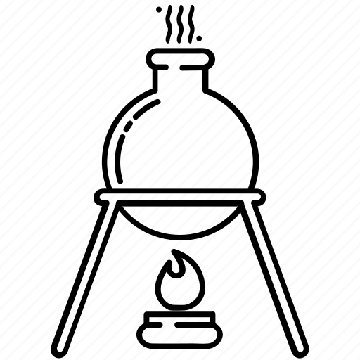 Experiment, flask, heated, round bottom, spirit lamp icon - Download on Iconfinder