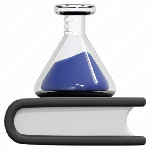 Chemistry, chemical, book, science, education, flask, research 3D illustration - Download on Iconfinder