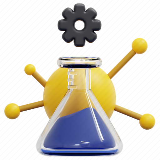 Research, lab, chemicals, flask, education, chemistry, gear 3D illustration - Download on Iconfinder