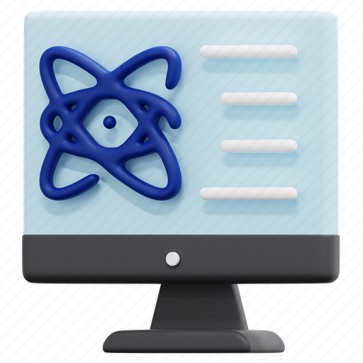 Monitor, laboratory, education, atom, chemistry, screen, science 3D illustration - Download on Iconfinder