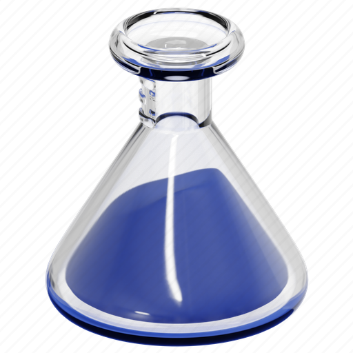 Conical, beaker, science, lab, chemistry, flask, glass 3D illustration - Download on Iconfinder