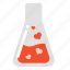 flask, love, mixture, science, test, experiment, valentine 