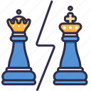 king, versus, queen, chess, play, game, gambit