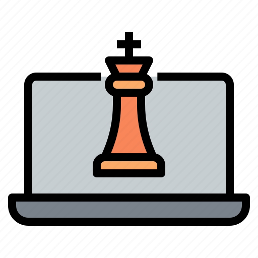 Laptop, online, board, game, chess, strategy, entertainment icon - Download on Iconfinder