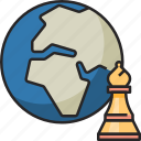worldwide, chess, globe, bishop, game, play, earth