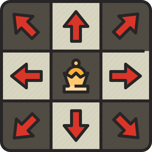 Queen, queen moves, game, chess, steps, moves planning, play icon - Download on Iconfinder