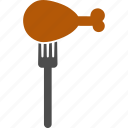 fork, chicken leg, dinner, eating, fastfood, meal, meat