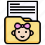 folder, female, baby, document, birth, file 
