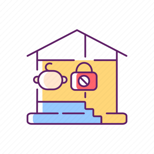Child, clock cellar, close basement door, home safety icon - Download on Iconfinder