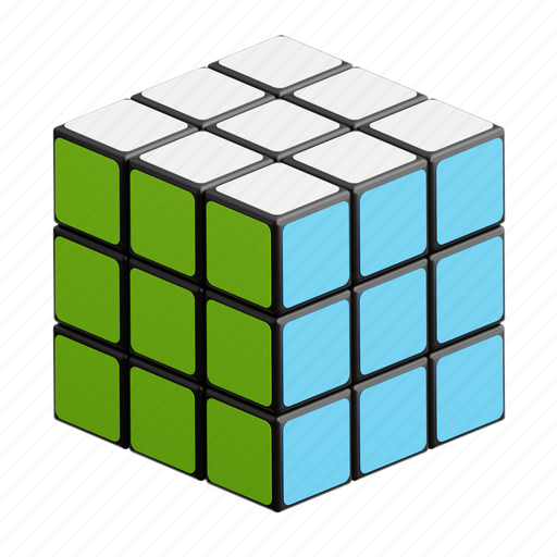 Rubiks, cube, box, abstract, geometry, block, shape 3D illustration - Download on Iconfinder