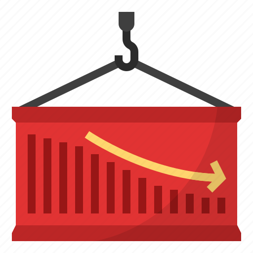 Container, decrease, economy, trade, china and us trade war, deficit balance of trade icon - Download on Iconfinder