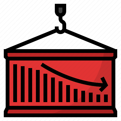 Container, decrease, economy, trade, deficit balance of trade icon - Download on Iconfinder