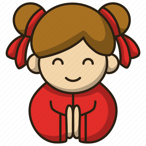 Chinese, character, celebration, little, girl, dress icon - Download on Iconfinder