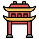 chinese, gate, china, torii, house, building