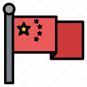 flag, china, country, asia, pin, star