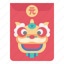 envelope, red, money, lucky, gift, chinese, new, year, lion