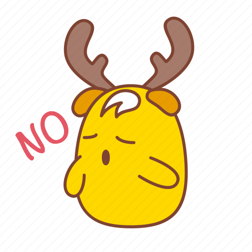 Chicken, chip, disagree, no, refuse, reindeer, sticker icon - Download on Iconfinder