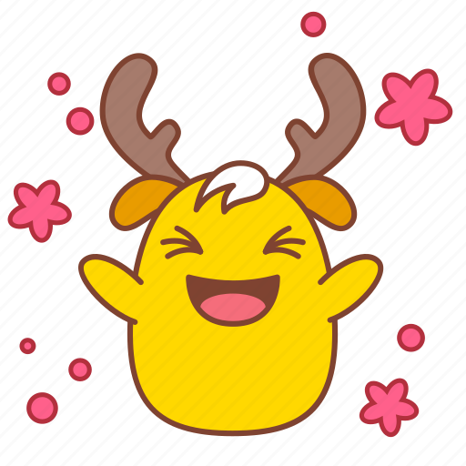 Celebrate, chicken, chip, happy, laugh, reindeer, sticker icon - Download on Iconfinder
