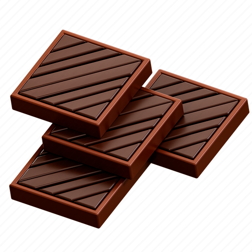 Marked, chocolate, bar, chocolate bar, dark chocolate, dessert, food 3D illustration - Download on Iconfinder