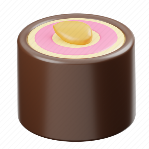 Chocolate, tube, vanilla, cream, almond, food, dessert 3D illustration - Download on Iconfinder
