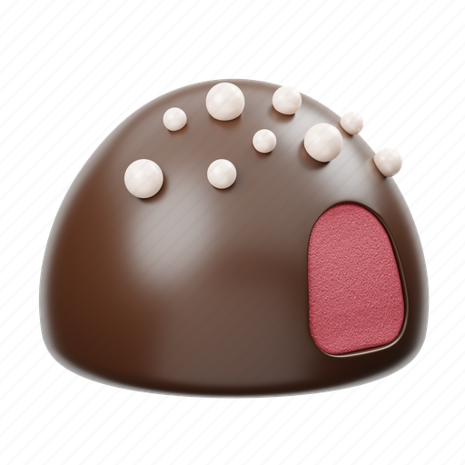 Chocolate, vanilla, chips, strawberry, cream, half ball, dessert 3D illustration - Download on Iconfinder