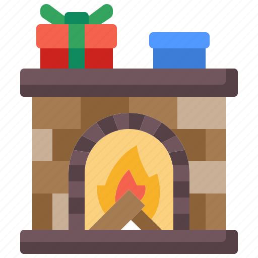 Fire, flame, fireplace, christmas, present, gifts icon - Download on Iconfinder