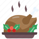 chicken, and, christmas, leg, roast, food, turkey, fork, restaurant